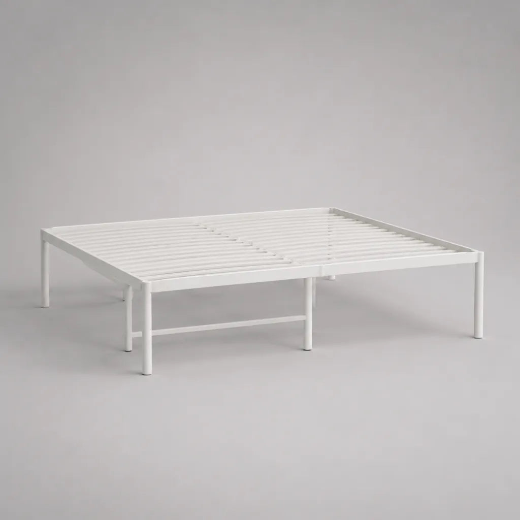 Metallbett-Doppelbett mit Stahlrost, Weiß, Liegefläche 140 × 200 cm