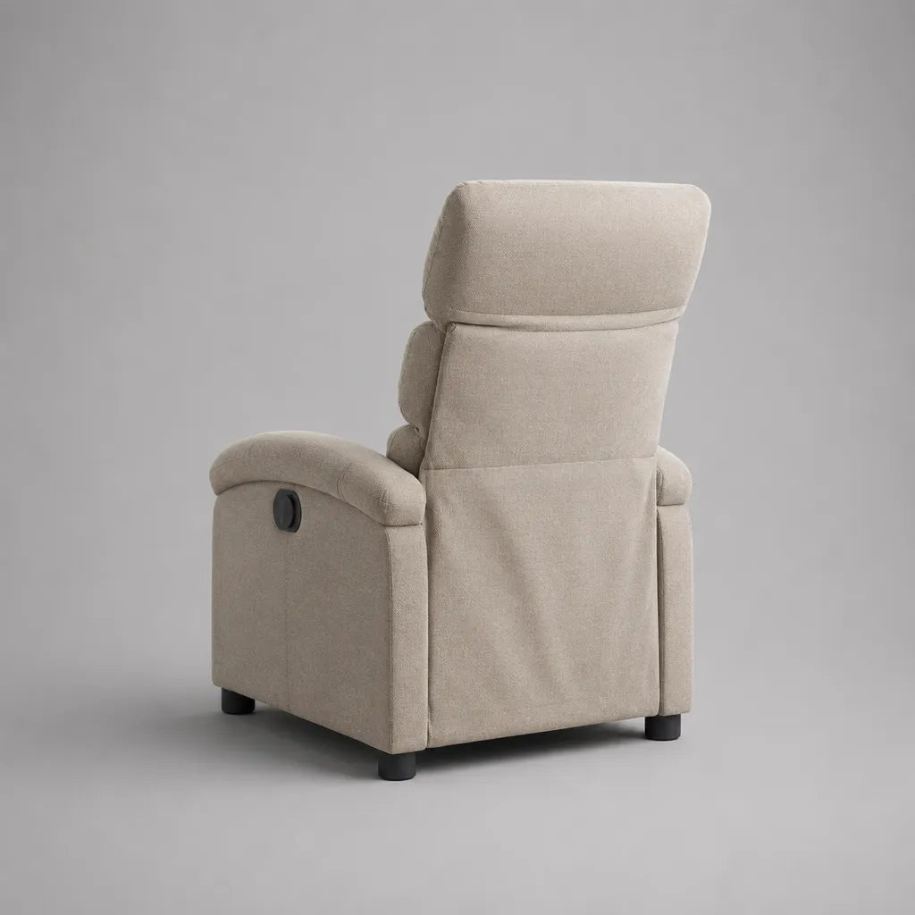 Relaxsessel mit manueller Liegefunktion, Polyester-Chenille, Hochlehner, Beige, 75 x 90 x 105 cm