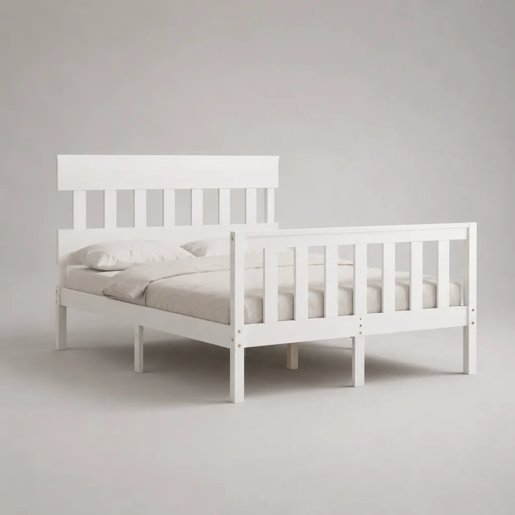 Kinderbett mit Rausfallschutz aus massivem Kiefernholz, Weiß, Liegefläche 90 × 200 cm