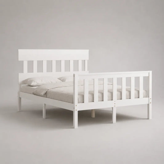 Kinderbett mit Rausfallschutz aus massivem Kiefernholz, Weiß, Liegefläche 90 × 200 cm