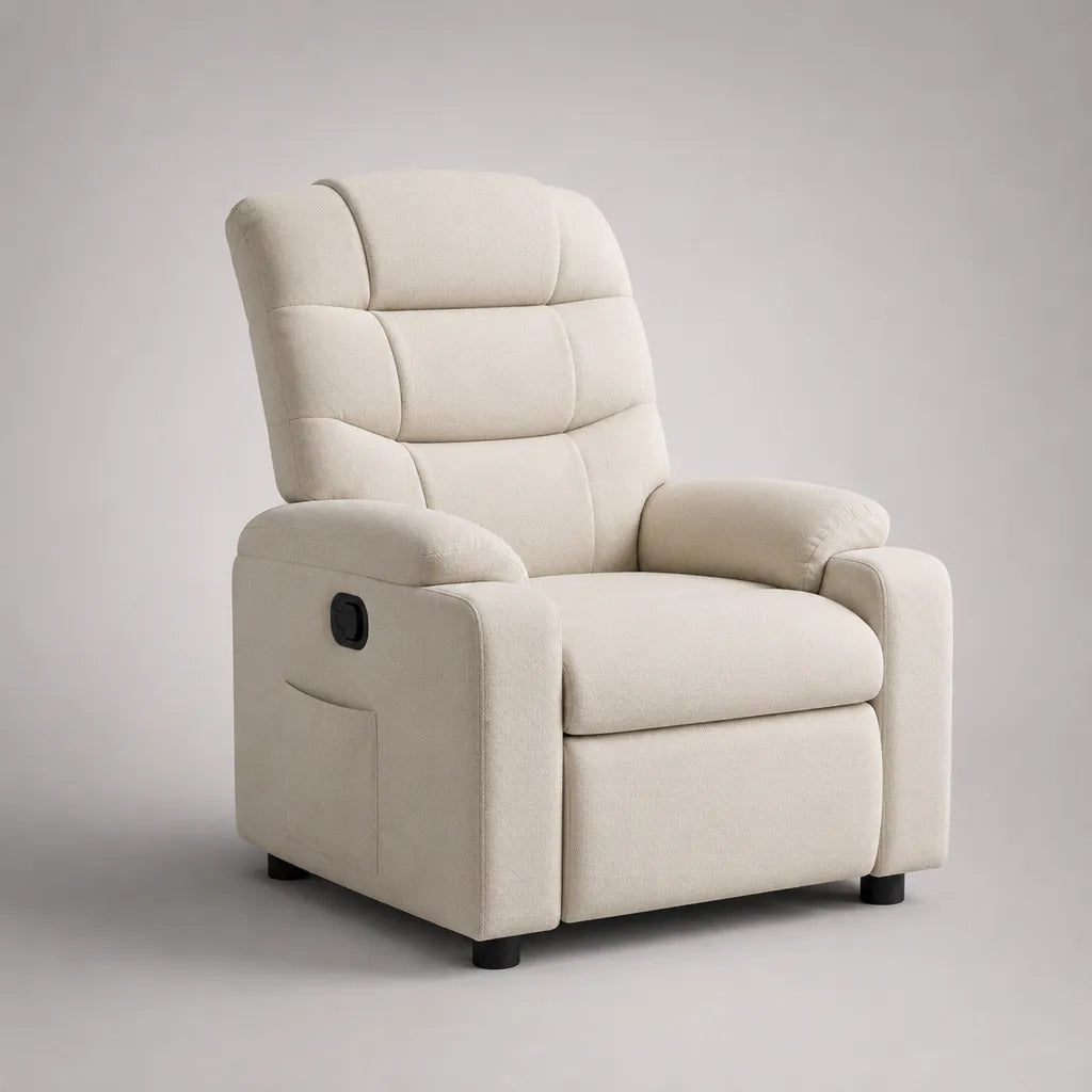 Relaxsessel mit manueller Liegefunktion, Stoffbezug, Creme, 92 × 98 × 105 cm