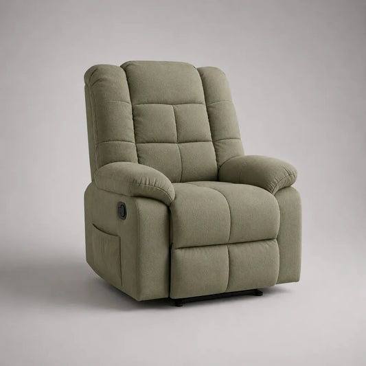 Relaxsessel mit manueller Liegefunktion und Fußstütze, Polyester-Mikrofaser, Olivgrün, 98 × 95 × 105 cm