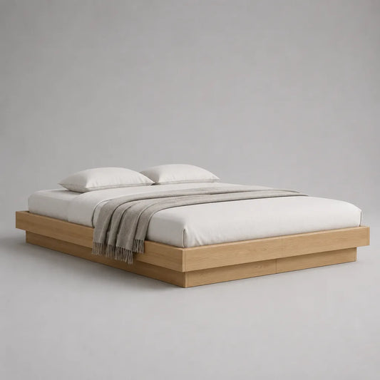 Doppelbett-Bettgestell aus massiver Eiche ohne Kopfteil, Liegefläche 180 x 200 cm, Eiche Natur