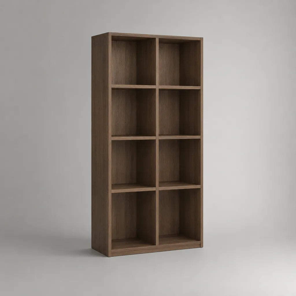 Bücherregal mit 8 Fächern aus melaminharzbeschichteter Spanplatte, Walnussbraun, 80 × 30 × 160 cm