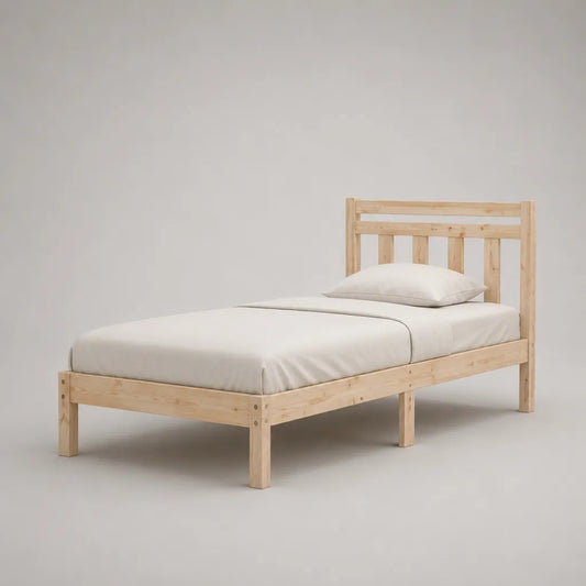 Einzelbett aus Holz, Natur, Liegefläche 90 x 200 cm, Gesamtmaß 208 x 98 x 90 cm